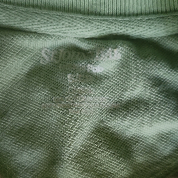 St. John's Bay Mint and Navy Striped Polo - Picture 2 of 5